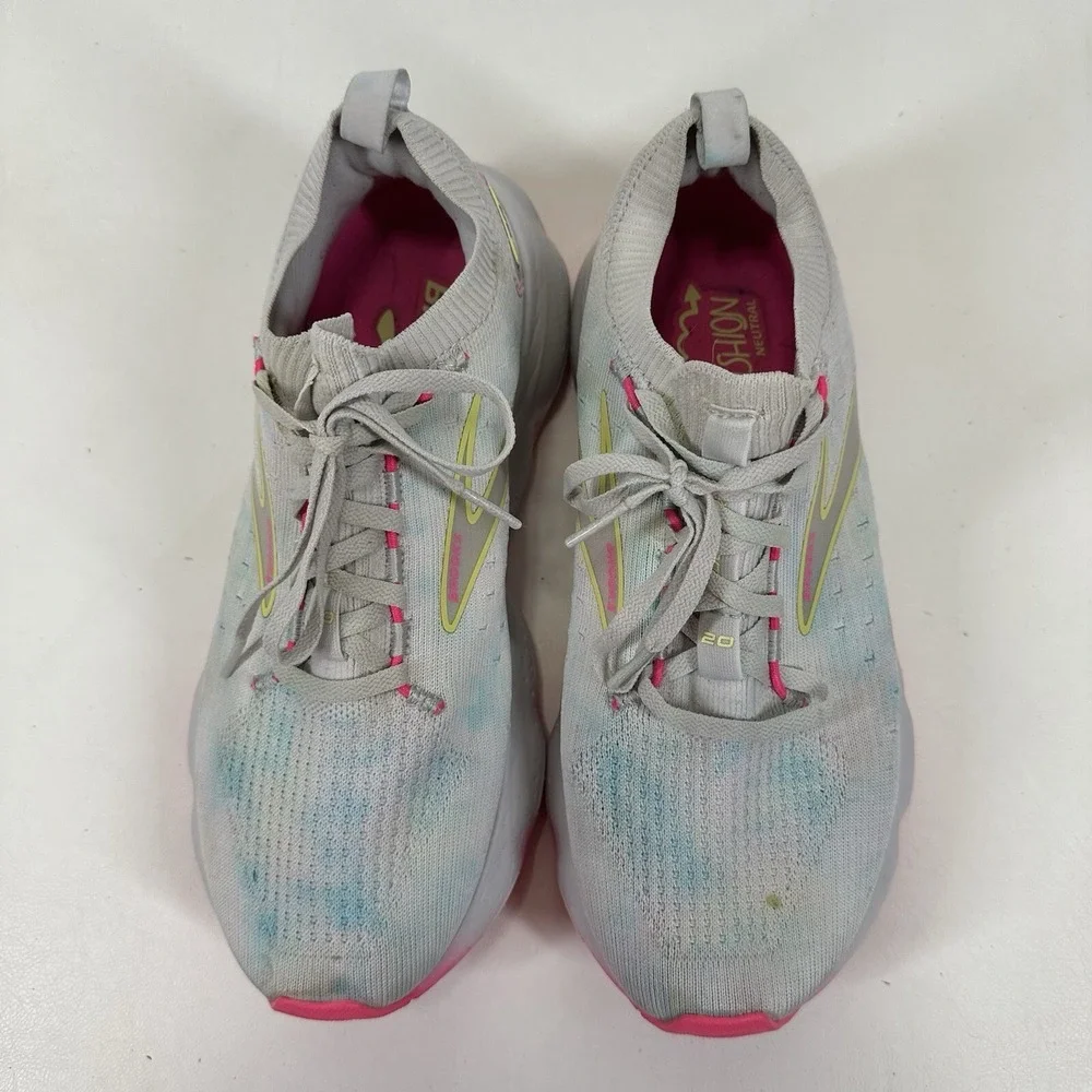 Brooks Womens Glycerin 20 Gray Pink Running Shoes Size 9 B‎